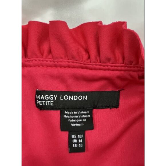 Maggy London Women's Ruffle Short Sleeve Slant Pocket Dress Sz. 10P $118 *NWT - Picture 7 of 11